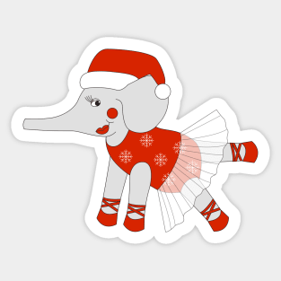 Christmas Ballerina Elephant Digital Art | Christmas Special | illusima Sticker